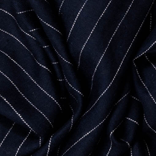 Navy and White Pinstripe Cashmere Shawl