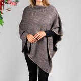 Hand Woven Navy & Natural Chunky Cashmere Poncho