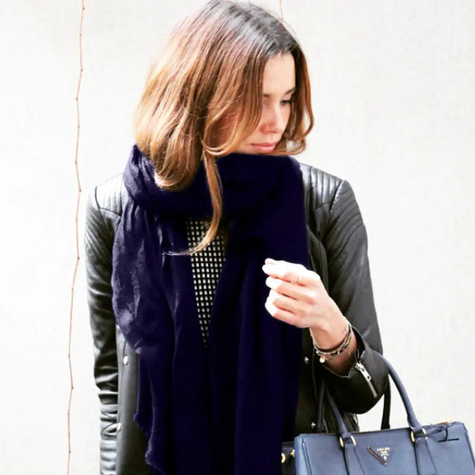 IMPERFECTLY YOURS: Classic Midnight Navy Cashmere and Silk Wrap