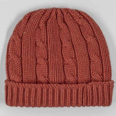 Terracotta Cable Knit Italian Cashmere Beanie