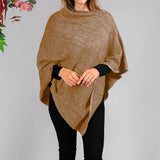 Hand Woven Burnt Orange & Natural Chunky Cashmere Poncho