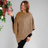 Hand Woven Burnt Orange & Natural Chunky Cashmere Poncho