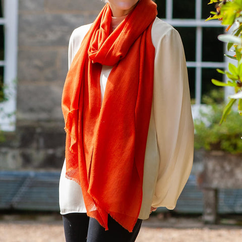 Terracotta Spice Cashmere and Silk Wrap