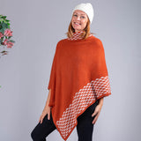 Burnt Orange and Ivory Double Layer Cashmere Poncho