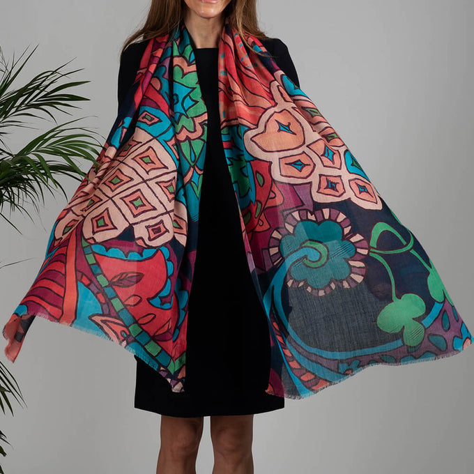 IMPERFECTLY YOURS: Pineapple Print Cashmere and Silk Wrap