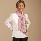 Reversible Pink and Pearl Grey Cashmere and Silk Wrap