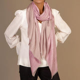 Reversible Pink and Pearl Grey Cashmere and Silk Wrap