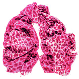 Pink Leopard Print Cashmere and Silk Wrap