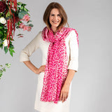 Pink Leopard Print Cashmere and Silk Wrap