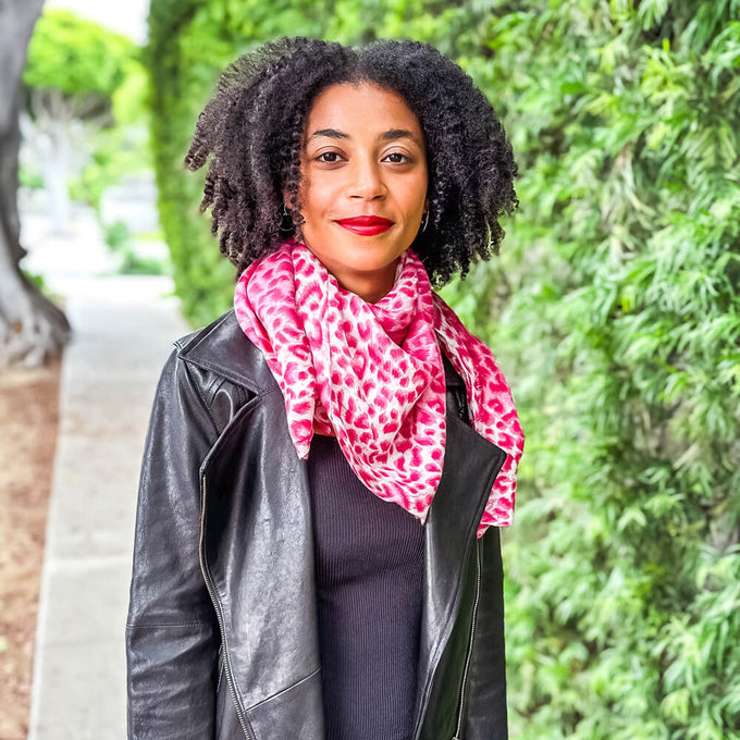 Pink Leopard Print Cashmere and Silk Wrap