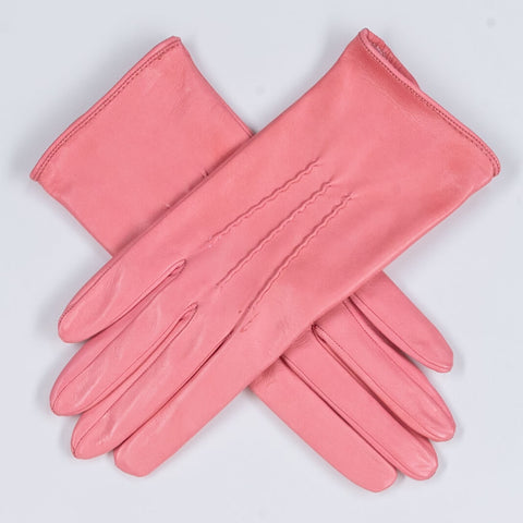 Pink Whisper Silk Lined Italian Leather Gloves