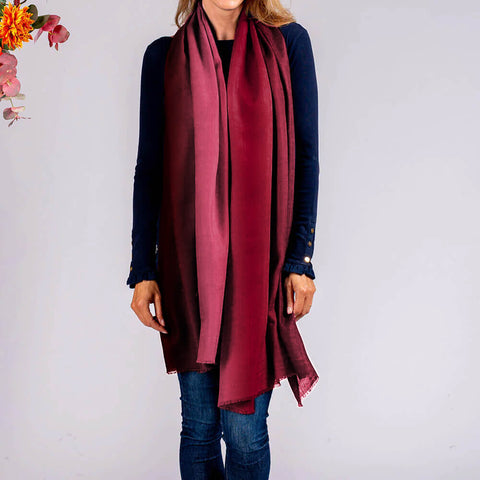 Plum to Tea Rose Shaded Cashmere and Silk Wrap