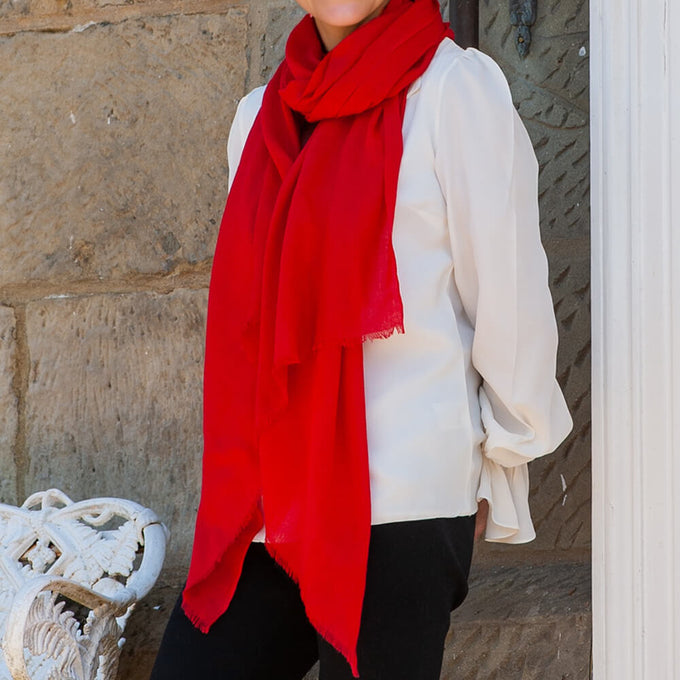 Chilli Red Cashmere and Silk Wrap