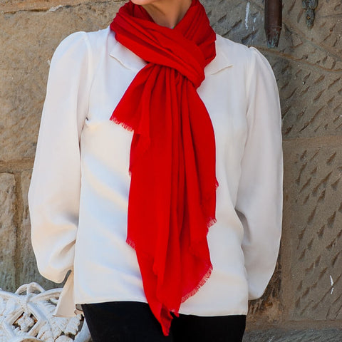 Chilli Red Cashmere and Silk Wrap