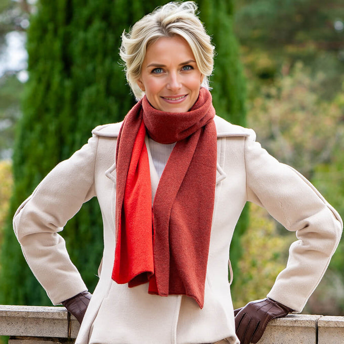 Henna and Terracotta Italian Double Faced Cashmere Scarf