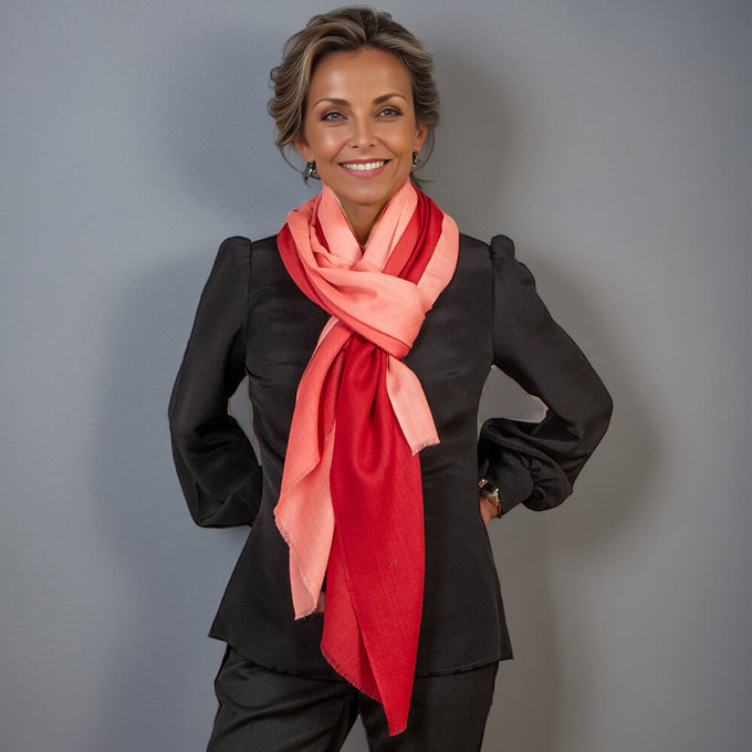IMPERFECTLY YOURS: Carmine to Coral Cashmere & Silk Wrap
