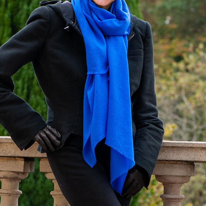 Sapphire Blue Cashmere and Silk Wrap