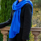 Sapphire Blue Cashmere and Silk Wrap