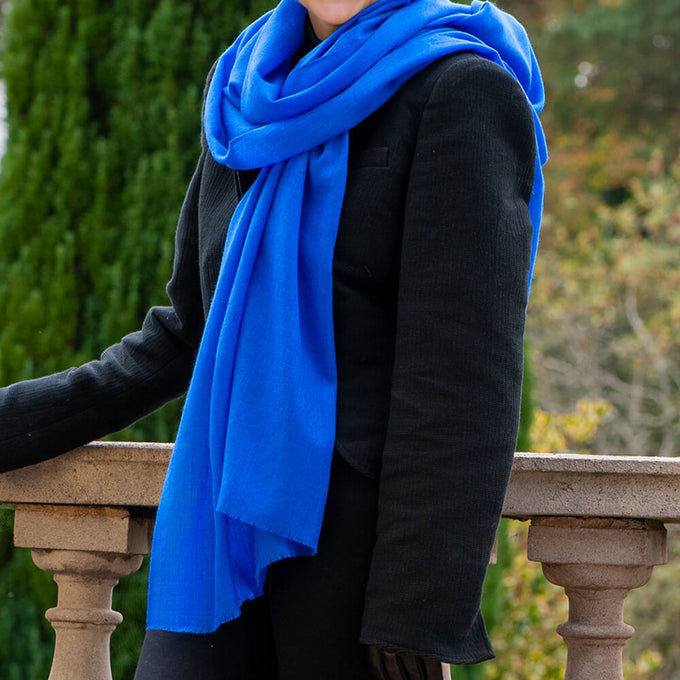 Sapphire Blue Cashmere and Silk Wrap