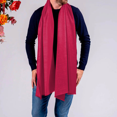 Classic Pink Silk and Wool Scarf