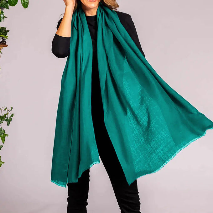 IMPERFECTLY YOURS: Teal Green Cashmere and Silk Wrap
