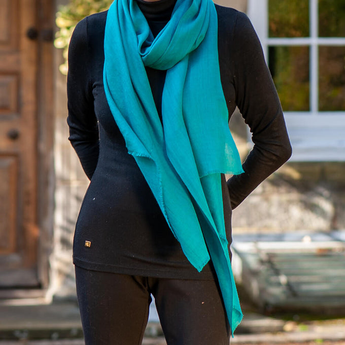 Teal Green Cashmere and Silk Wrap