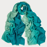 Two ToneTeal Shaded Cashmere and Silk Wrap