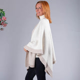 Almond and Ivory Reversible Wool and Cashmere Cape