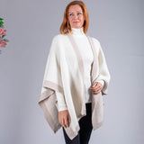 Almond and Ivory Reversible Wool and Cashmere Cape