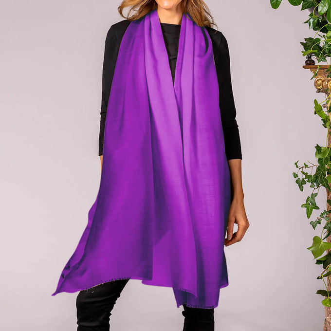 Purple Pizzazz Shaded Cashmere and Silk Wrap