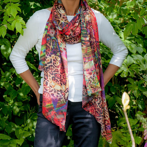 Echoes of the Wild - Wildfire Blaze Cashmere and Silk Wrap