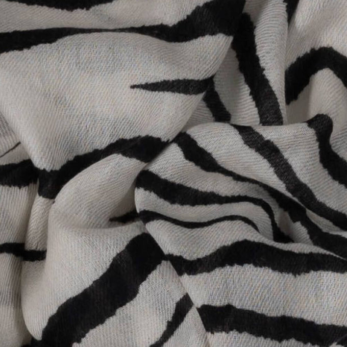 Black and White Zebra Print Cashmere and Silk Wrap