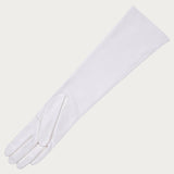 Long White Silk Lined Leather Gloves