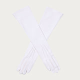Long White Silk Lined Leather Gloves