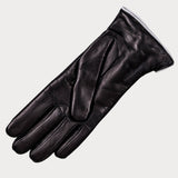 Black and White Italian Leather Gloves - Cashmere Lined