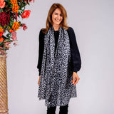 IMPERFECTLY YOURS: Black Leopard Print Cashmere and Silk Scarf