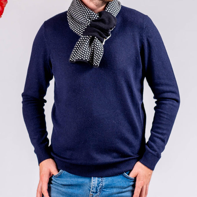 Black and Ivory Fleur de Lis Cashmere Neck Warmer
