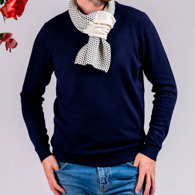 Black and Ivory Fleur de Lis Cashmere Neck Warmer