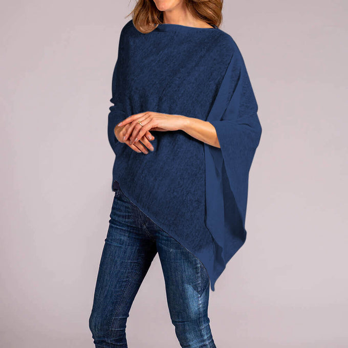 IMPERFECTLY YOURS: Capri Blue Linen Poncho