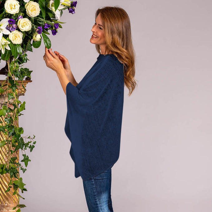 IMPERFECTLY YOURS: Capri Blue Linen Poncho