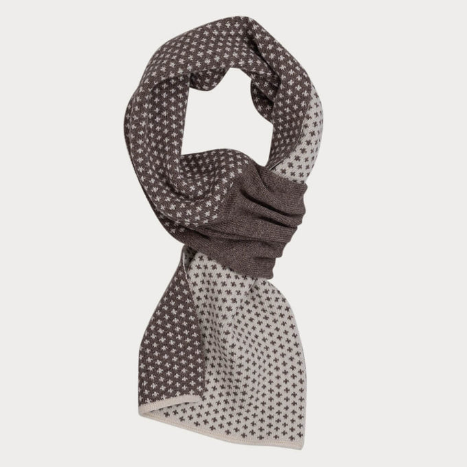 Brown and Ivory Fleur de Lis Cashmere Neck Warmer