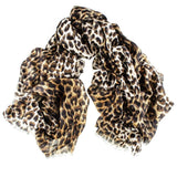 IMPERFECTLY YOURS: Brown Leopard Print Cashmere and Silk Scarf