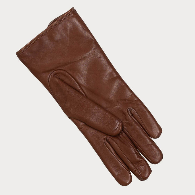 Hazelnut Brown Quilted Cashmere Lined Leather Gloves