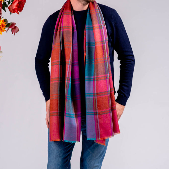 Cockburn Check Silk and Wool Scarf
