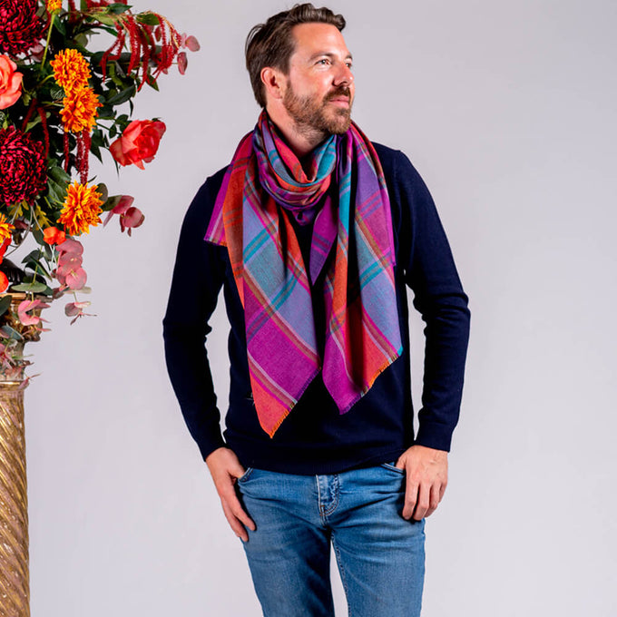 Cockburn Check Silk and Wool Scarf