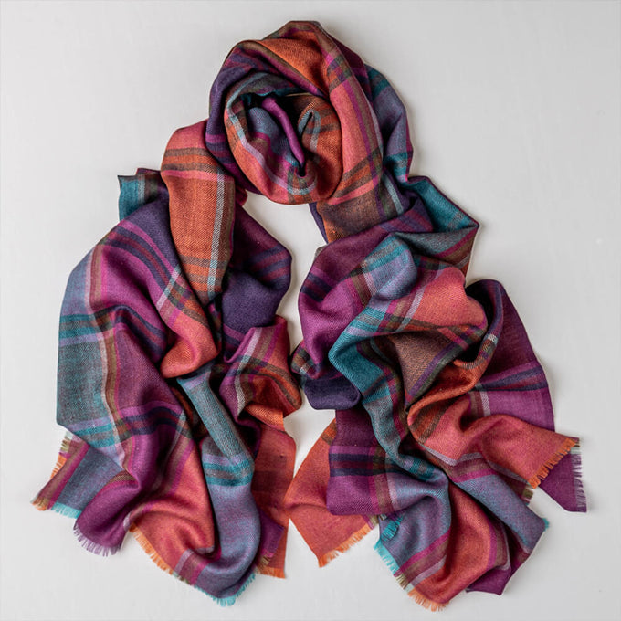 Cockburn Check Silk and Wool Scarf