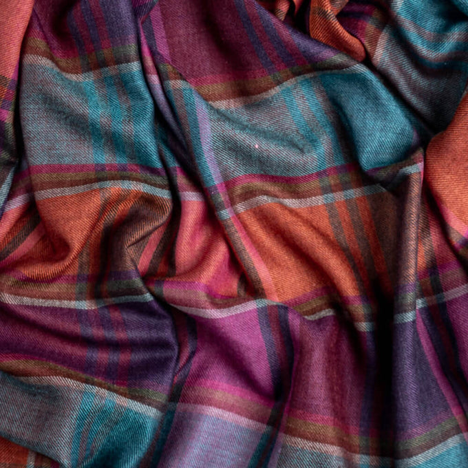 Cockburn Check Silk and Wool Scarf