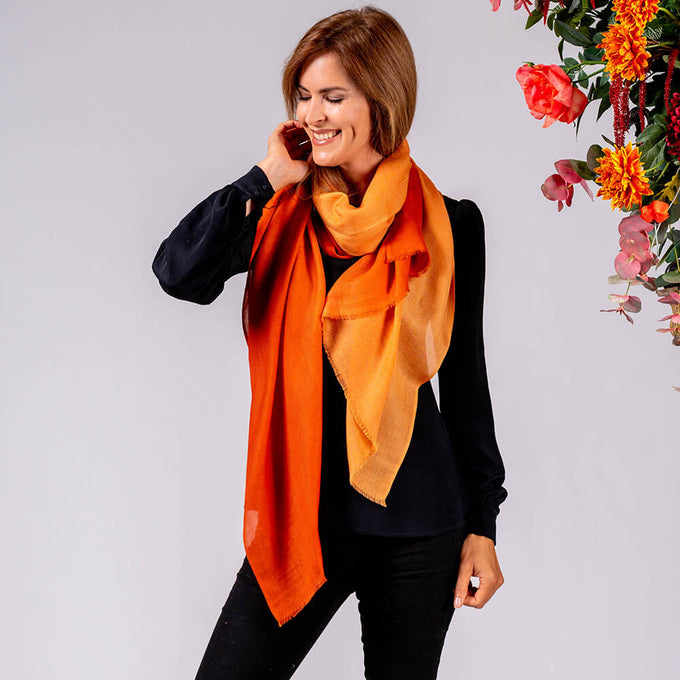Copper to Coral Cashmere and Silk wrap