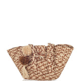 Antibes Brown and Natural Pom Pom Tote