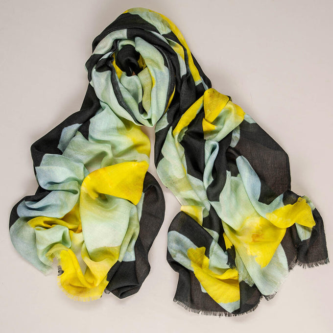 The Floral Trilogy - Yellow Daffodil Cashmere and Silk Wrap
